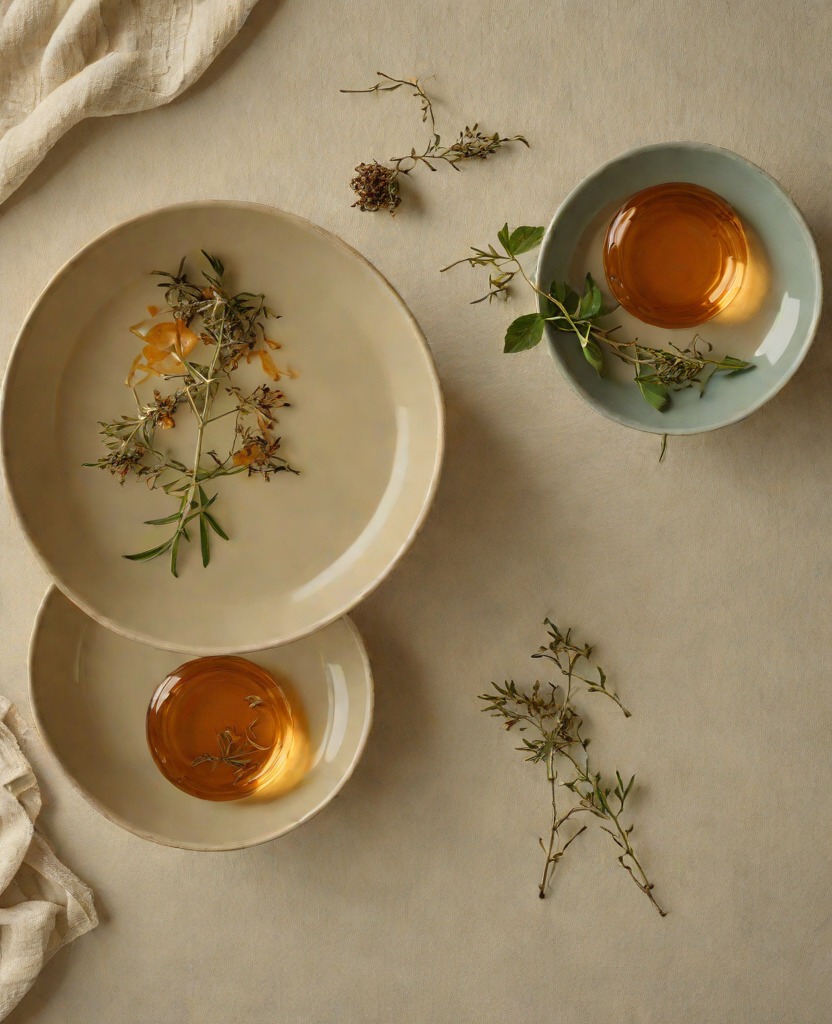 Two bowls: warm tea and cool water